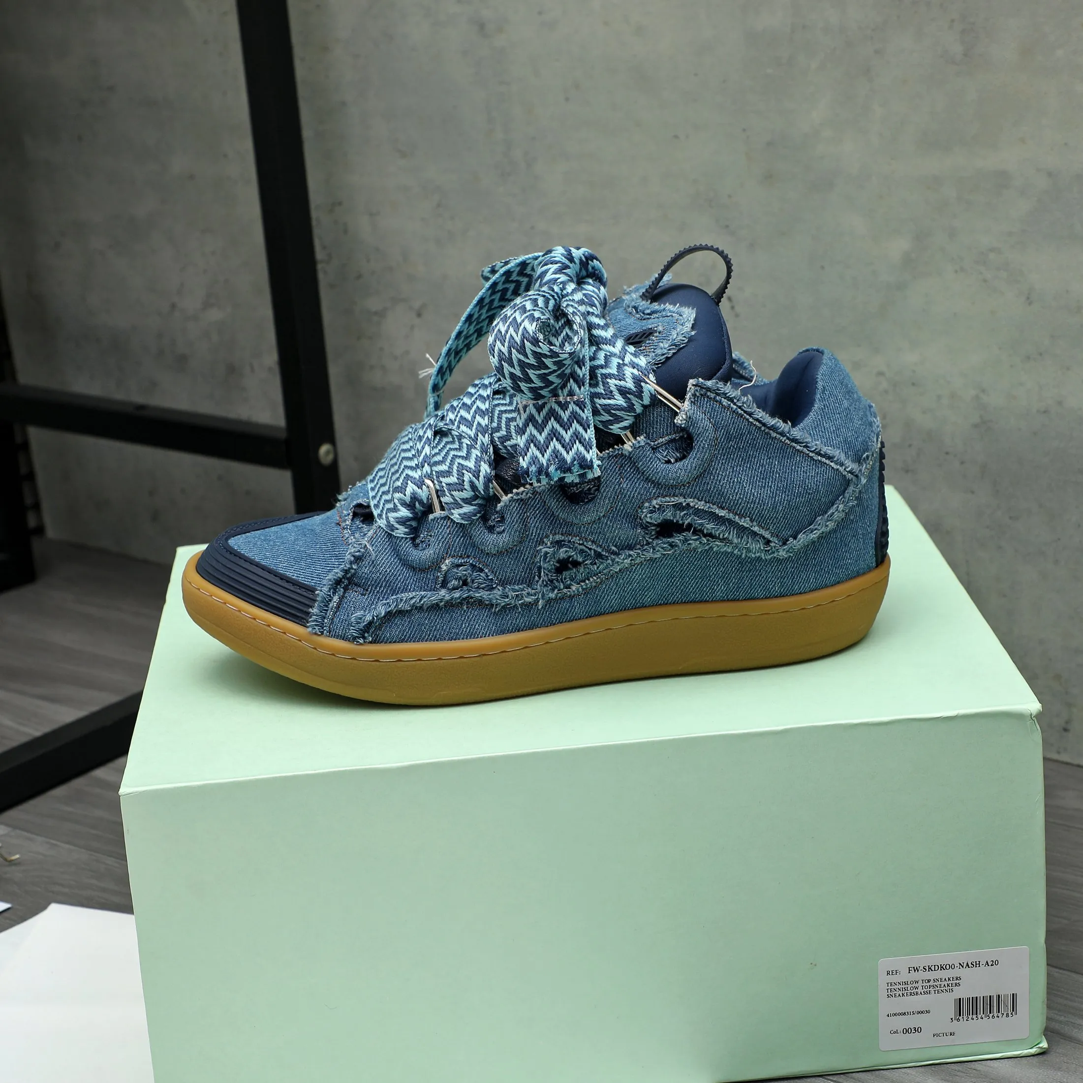 Men's shoes 💰740 [Lanvin] Lanvin high-end quality original couple's casual shoes - Upper: imported denim spliced ​​Lycra breathable fabric - Inner: Lycra elastic lining - Outsole: original rubber outsole - Super high quality control·Fine workmanship: highlighted (high-end·luxury·grade) -Size: 36-45 (45 can be customized)